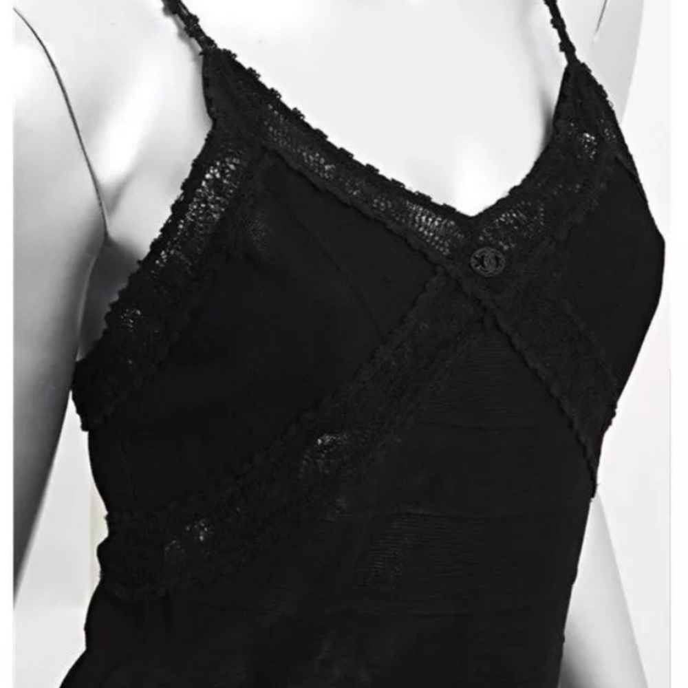 Chanel Knit Crochet Pleated Tank Top/Cami Size 40